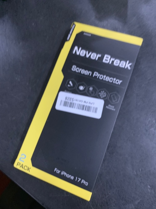 Photo 1 of NeverBreak 9H+ Hardness for iPhone 17 Pro Screen Protector 12FT Military Grade Protection (Scratch, Shatter, Drop Resistance) Tempered Glass Full Edge Coverage 6.3" 2025, 2 Pack with De-Bubble Card