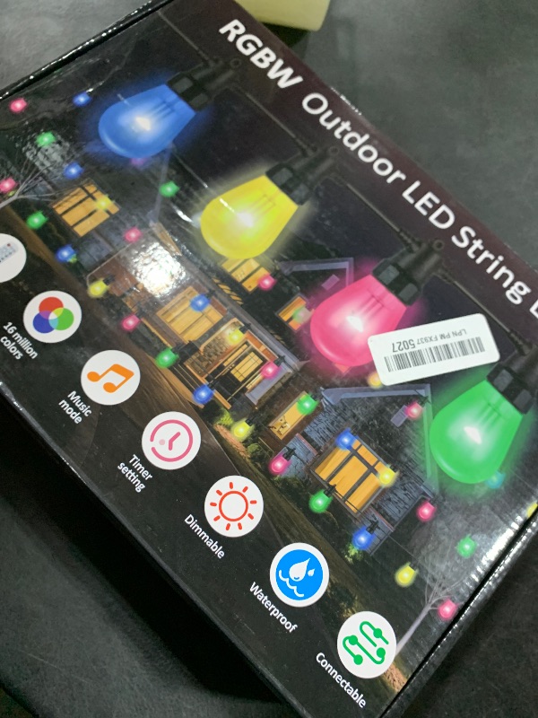 Photo 1 of homchy Smart Outdoor String Lights, 50FT RGB Color Changing Patio Lights with Timer, 21-Key RF Remote and Bluetooth, IP65 Waterproof Shatterproof LED Lights for Backyard Balcony Garden Party Decor