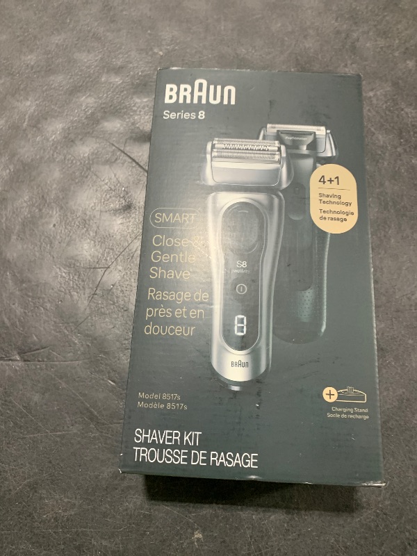 Photo 1 of Braun Series 8 Electric Razor for Men, with 4+1 Shaving Elements & Precision Long Hair Trimmer, Close & Gentle Even on Dense Beards, Wet & Dry Electric Razor with 60min Runtime, 8517s Galvano Silver
