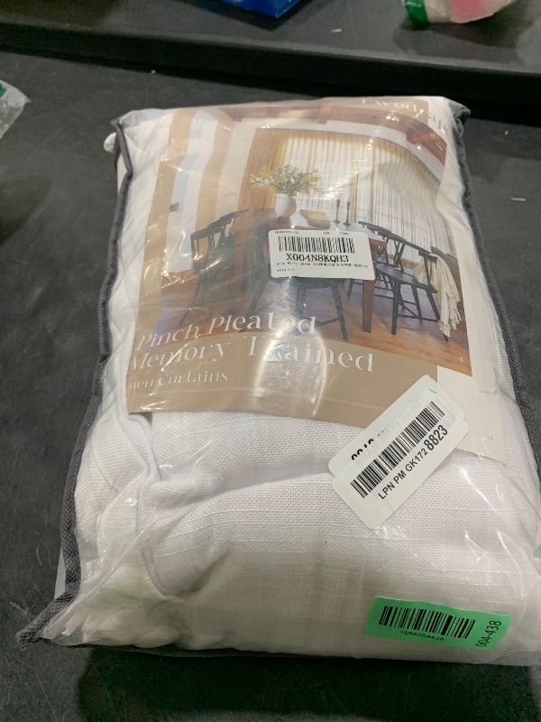 Photo 1 of White Linen 86 Inches Long Curtains 2 Panels Set Pinch Pleated Thick Textured Linen Drapes for Living Room Bedroom Pinch Pleat Back Tab Light Filtering Boho Farmhouse Window Curtains 86 Inch Length