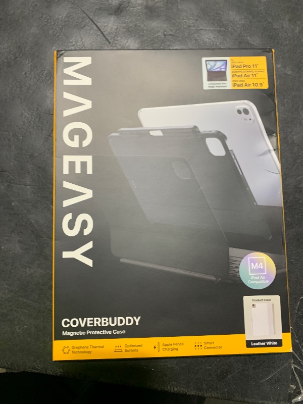 Photo 1 of MAGEASY CoverBuddy Magic Keyboard Compatible Case for iPad Air 11” (M4 2026 / M3 2025 / M2 2024, 8th/7th/6th Gen) iPad Case fits Magic Keyboard with Heat Dissipation & Pencil Holder (White 5.0)