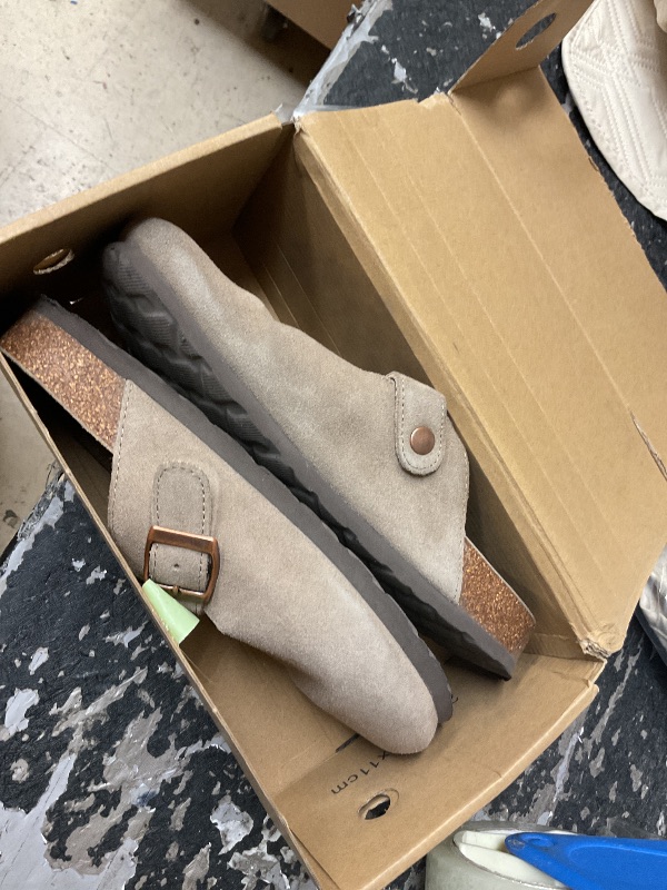 Photo 1 of KIDMI Genuine Suede Clogs for Women Men Cork Footbed Sandals Leather Mules Potato Shoes with Arch Support Mocha 39