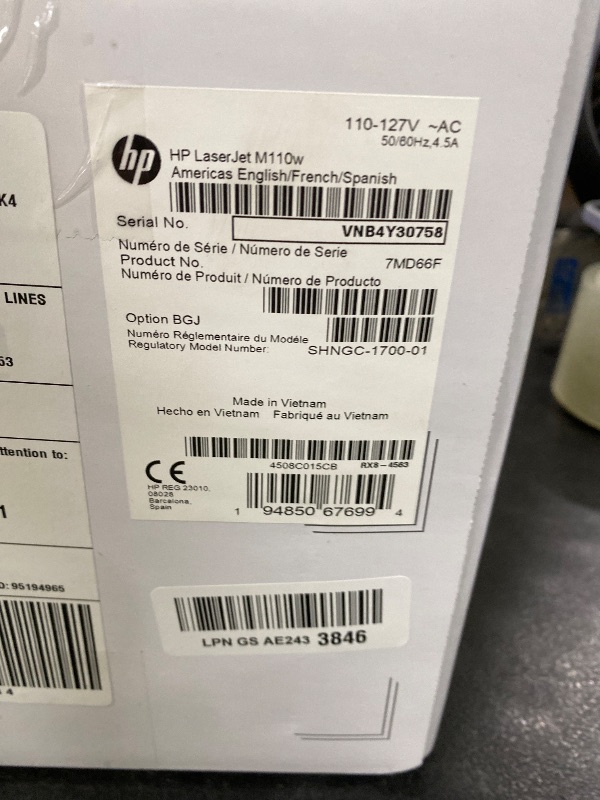 Photo 1 of HP LaserJet M110w Wireless Black & White Printer, Print, Fast speeds, Easy Setup, Mobile Printing, Best-for-Small Teams
