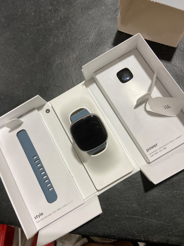 View 3 of Fitbit Versa 4 Fitness Smartwatch with Daily Readiness - 3-Month Google Health Premium Membership Included - GPS, 24/7 Heart Rate, 40+ Exercise Modes, Sleep Tracking - Waterfall Blue/Platinum,