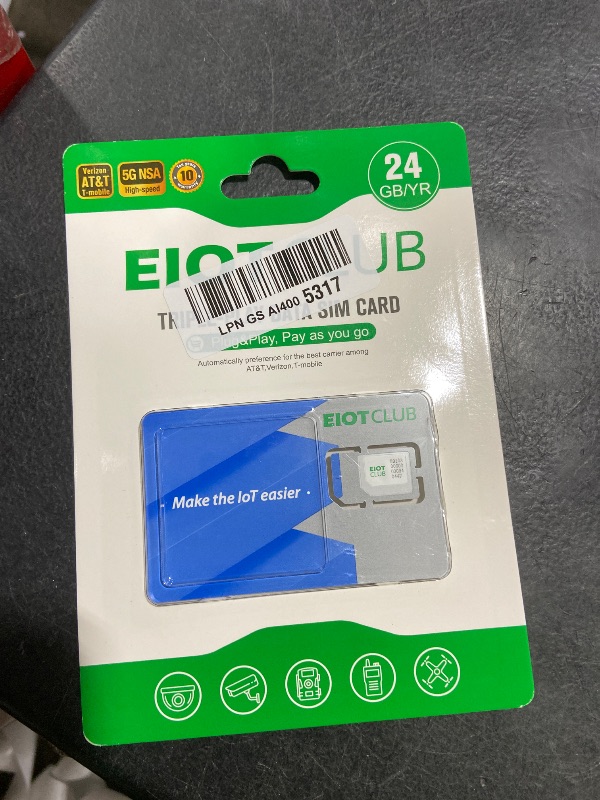 Photo 1 of EIOTCLUB Data SIM Card Triple Play for 360 Days - No Contract, Support Unlocked Security Solar and Hunting Trail Game Cameras IoT Device(USA Coverage, Triple Cut 3-in-1)