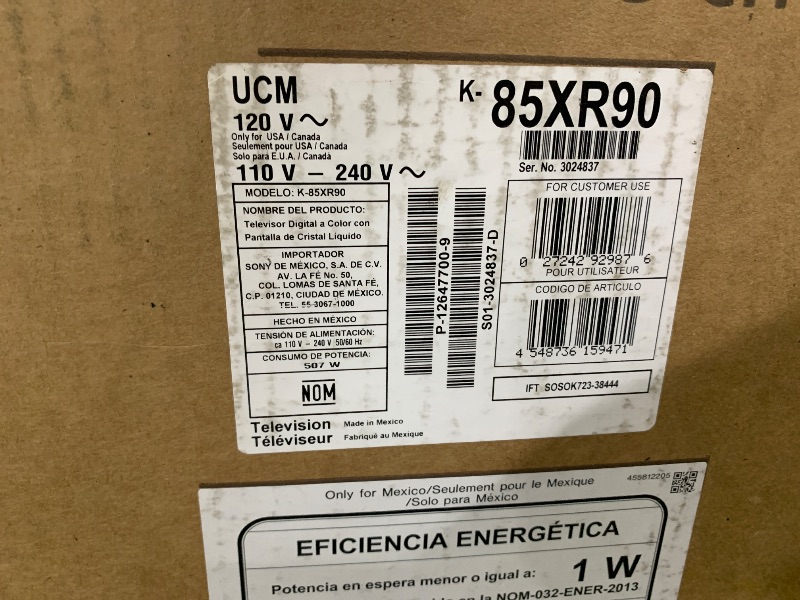 Photo 1 of Sony 85 Inch BRAVIA 9 Mini LED QLED 4K HDR Smart Google TV (K-85XR90)