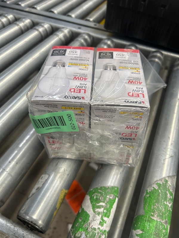 Photo 1 of **4 pack** Satco 11402 5.8W LED A19 Light Bulb, 40W Replacement, 2700K Warm White, 450 Lumens