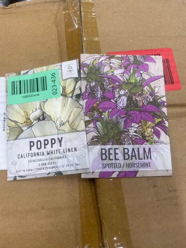 View 2 of **2 SEED PACKETS** Seed Needs White Linen California Poppy Seeds - 1 Pack AND BEE BALM