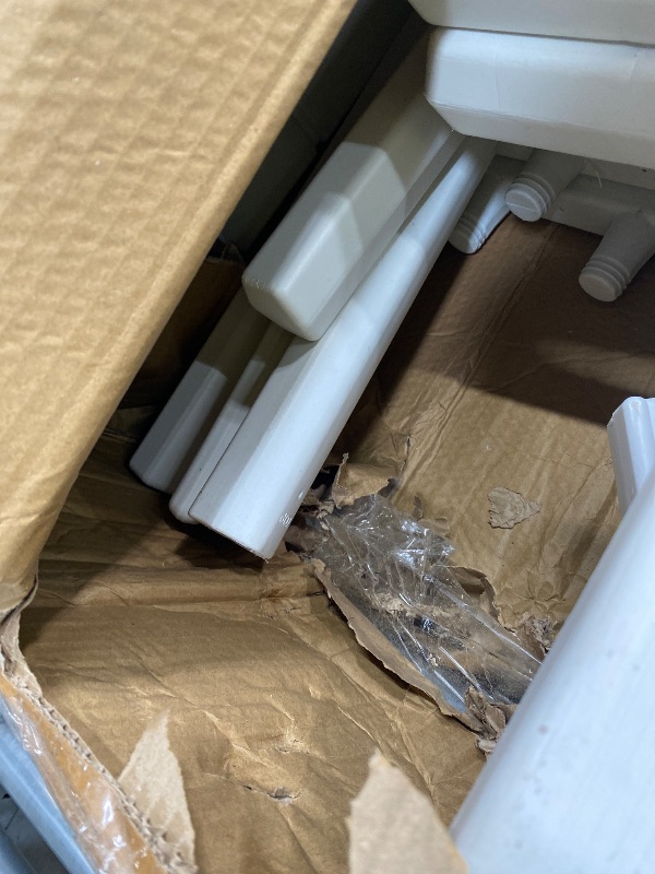 Photo 1 of *Box damaged* Blue Wave Easy Pool Steps – Above Ground Pool Ladder Anti-Slip Wide Stairs for Above Ground Pools with Handles – Fits 48- 54 Inch Pools, 350-lb Limit, Includes Deck Mounting Brackets – White Vinyl