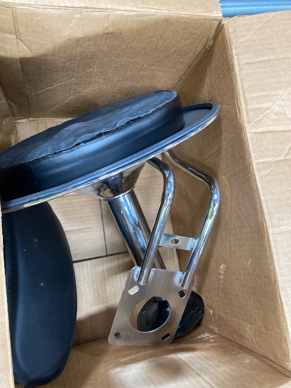 Photo 1 of *Hardware missing* QiCheng&LYS Round Office Stool Chair Adjustable Height Sit Stand 360 Stool,for Office Home Kitchen Beauty Slip Wheelless Stool(Black with backrest)
