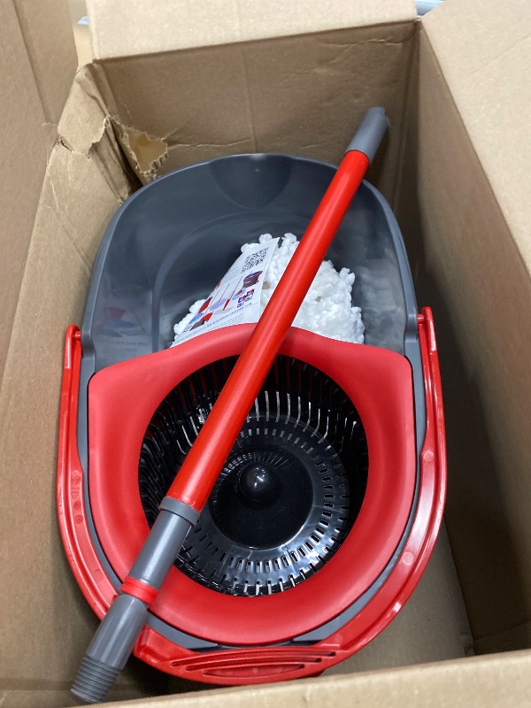 View 4 of ***MISSING PIECES -SELLING AS INCOMPLETE PARTS ONLY*** O-Cedar Easywring Microfiber Spin Mop & Bucket Floor Cleaning System with 1 Extra Refill,Red / Gray
