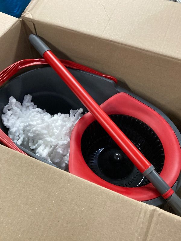 View 5 of ***MISSING PIECES -SELLING AS INCOMPLETE PARTS ONLY*** O-Cedar Easywring Microfiber Spin Mop & Bucket Floor Cleaning System with 1 Extra Refill,Red / Gray