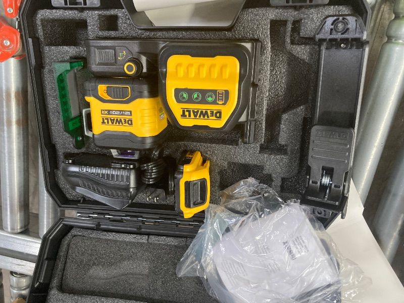 Photo 1 of **MISSING PARTS***DEWALT 20V/12V Lithium-Ion Cross-Line Laser Level Kit, (1) 2.0Ah Battery, Charger, and Case