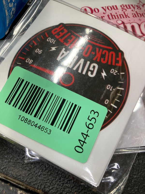 Photo 1 of (5Pcs) Give A Fuck O Meter Stickers 3 Inch, Funny Give A Fuk-O-Meter Meme, Waterproof Vinyl Decal for Water Bottle Laptop, Car, Phone, Book