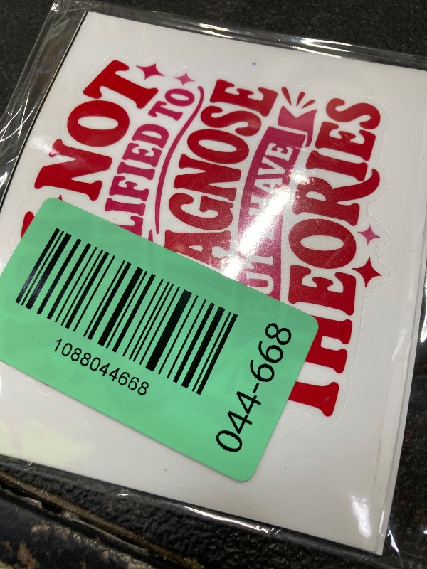 View 2 of (5Pcs) I'm Not Qualified to Diagnose But I Have Theories Sticker 3 Inch, Funny Sarcastic Quote Stickers, Waterproof Vinyl Decal for Laptop, Water Bottles, Car, Phone, Book