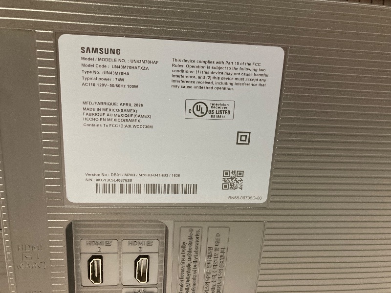 Photo 1 of ***PARTS ONLY/BROKEN SCREEN***Samsung 43-Inch Class Mini LED M70H Series Samsung Vision AI Companion Smart TV (2026 Model, 43M70H) LED Processor 4K, Pure Spectrum Color, Motion Xcelerator + DLG 120Hz
