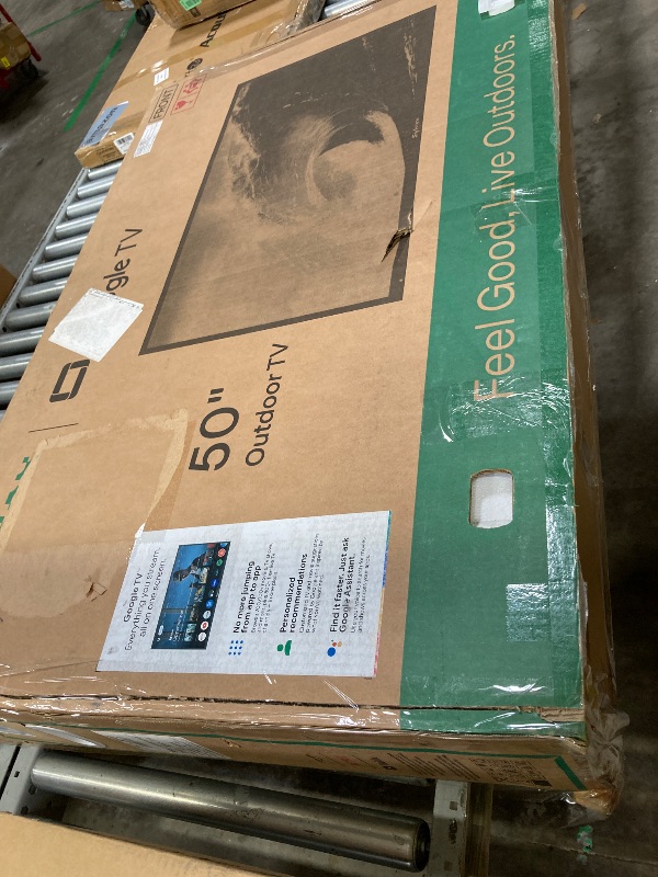 Photo 1 of *******NO RETURNS, NO REFUNDS/ BROKEN*********.SYLVOX 50 Inch Outdoor Smart Television Weatherproof Google TV, 4K 700NIT High Brightness Temperature Resistant IP56 Waterproof TVs, Anti-Scratch, Suitable for Partial Sun (Patio Series)