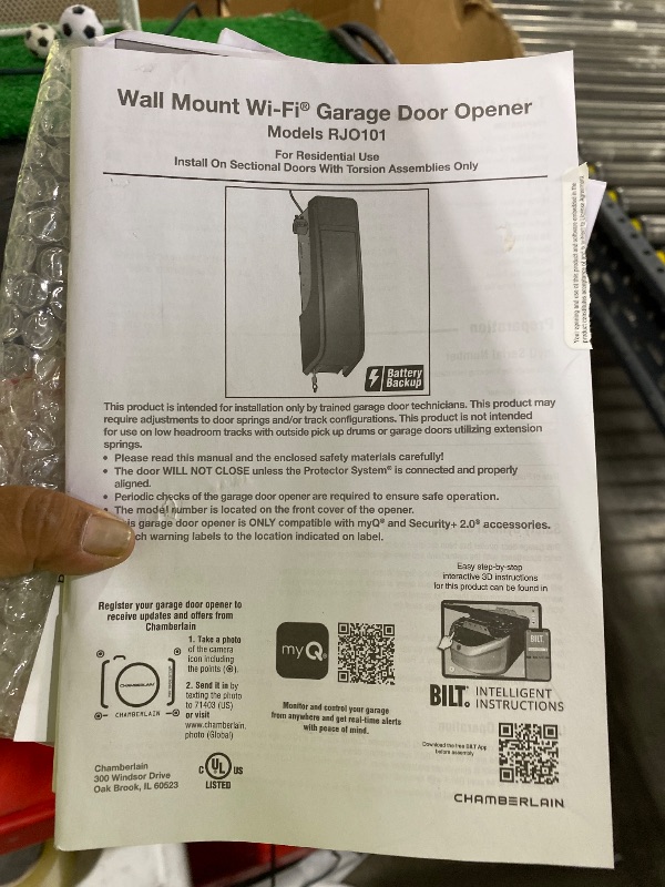 Photo 1 of Chamberlain Wall Mount myQ Garage Door Opener, Battery Backup