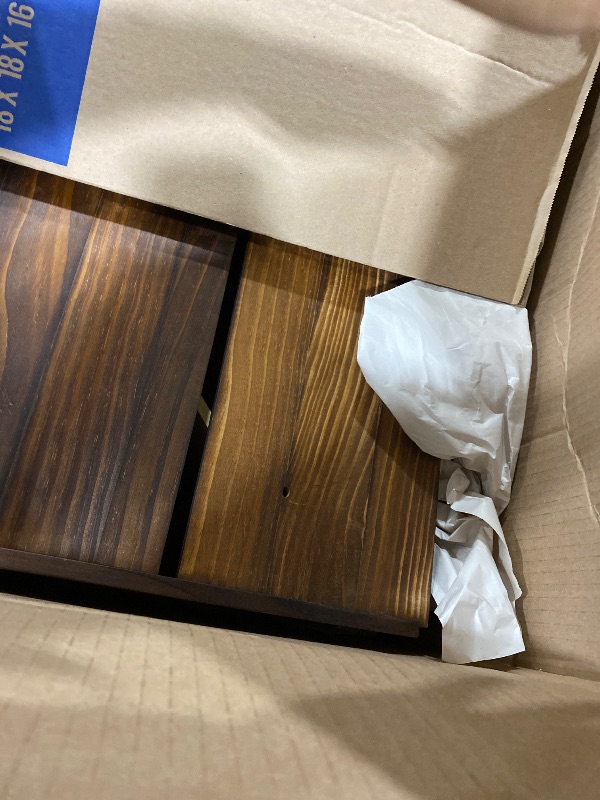 View 2 of **USED, DAMAGED** Bread Box for Kitchen Scalloped Countertop Wooden Double Layer Bread