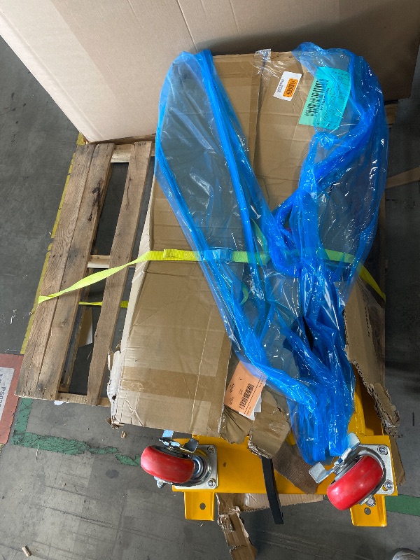 Photo 1 of Hydraulic Lift Table Cart, 770lbs Capacity 59'' Max Lift, Double Scissor Lift Table w/4 Wheels & Non-Slip Pad, Heavy Duty Hydraulic Platform Lift Cart for Warehouse, Shop, Garage Material Handling