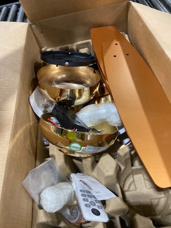 Photo 1 of Crystal Ceiling Fan Fandelier with Light-Low Profile Ceiling Fan(50" Gold)