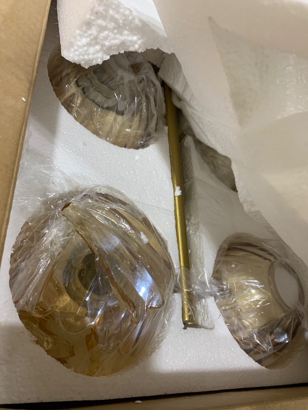 Photo 1 of Meybiok 4-Light Vanity Light Fixture - Brushed Gold with Amber Tulip Glass