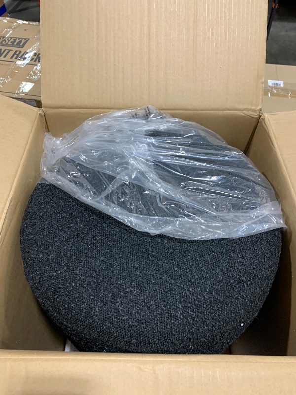 Photo 1 of Meridian Furniture 22045Black Veranda Collection Mid-Century Modern Ottoman/Stool with Rich Black Boucle Fabric, Solid Wood Natural Finish Base, 16" W x 16" D x 17" H, Black