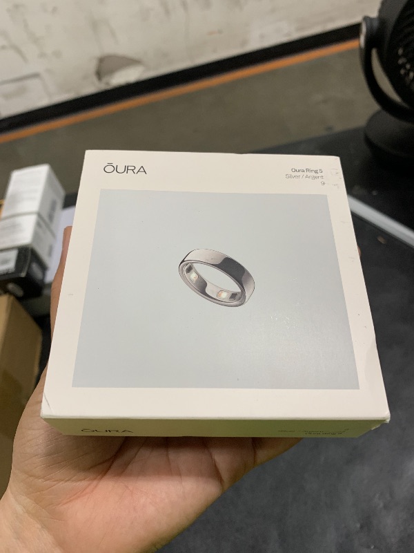 Photo 1 of Oura Ring 5 - Silver - Size 9 - Smart Ring Health Tracker - Sleep, Activity, Women's Health, AI Advisor, 1 Week Battery Life, Oura App, Android & iOS Compatible