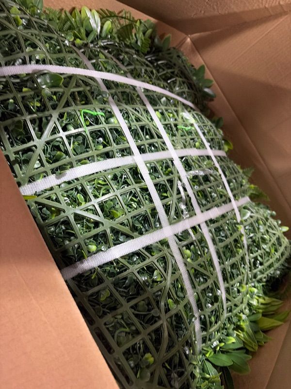 Photo 1 of DOPGIB Artificial Green Boxwood Hedge Panels - 12P, 20"x20"