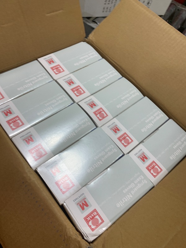 Photo 1 of Basic Medical Blue Nitrile Exam Gloves - Latex-Free & Powder-Free - NGPF 7002 (Case of 1,000), Medium
