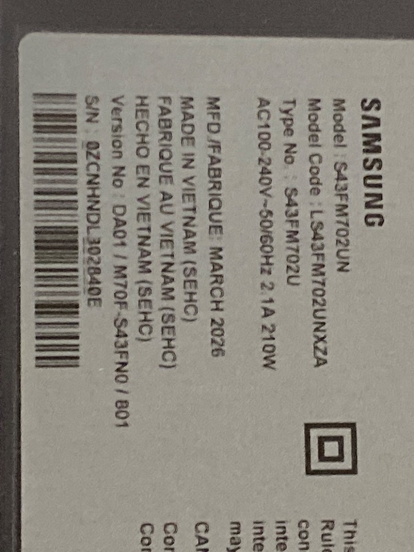 Photo 1 of Samsung 43” M7 (M70F) Series 4K UHD Smart Monitor