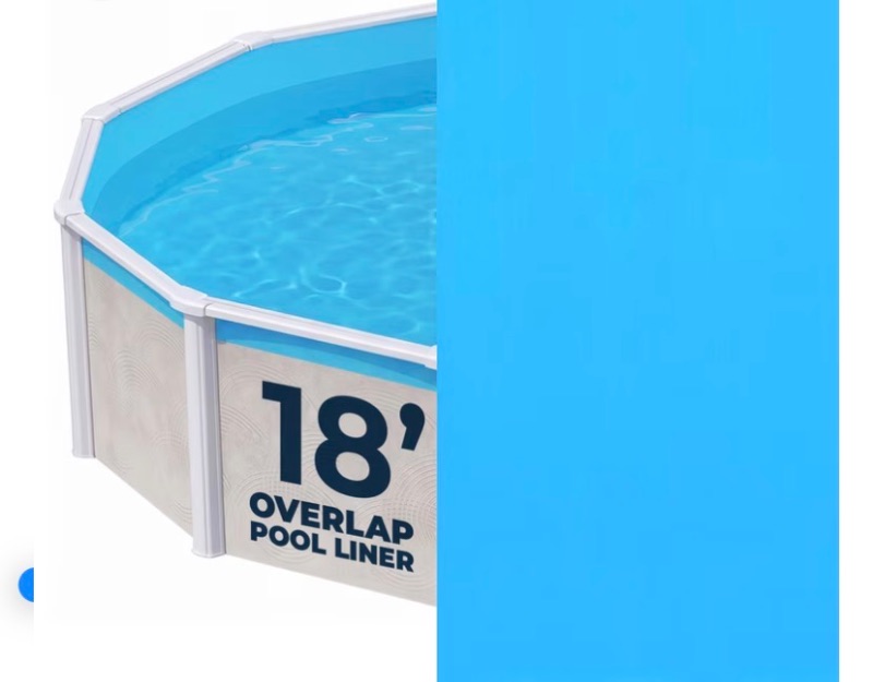 Photo 1 of Blue Wave 18-ft Round Overlap Pool Liner for Above-Ground Steel Wall Pools – Weather-Resistant Standard-Gauge Vinyl with Welded Seams, For 48/54-In Deep Walls - Solid Blue