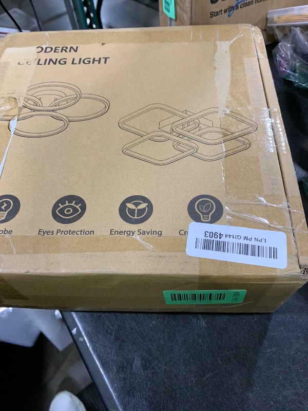Photo 1 of CANEOE 4-Squares LED Ceiling Light Fixture, Gold, 48W, Dimmable