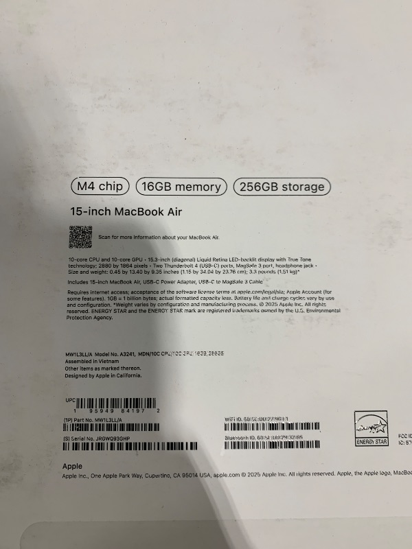 Photo 1 of Apple 15-inch MacBook Air M4 Laptop