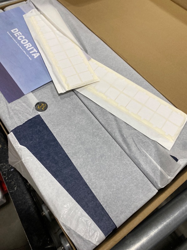 View 3 of DECORITA Shiplap Felt Wall Panels, Peel and Stick, Sound Absorbing - Denim Blue