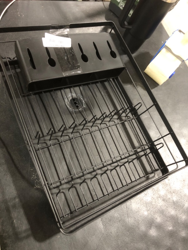 Photo 1 of SAYZH Dish Drying Rack with Utensil Holder, Black