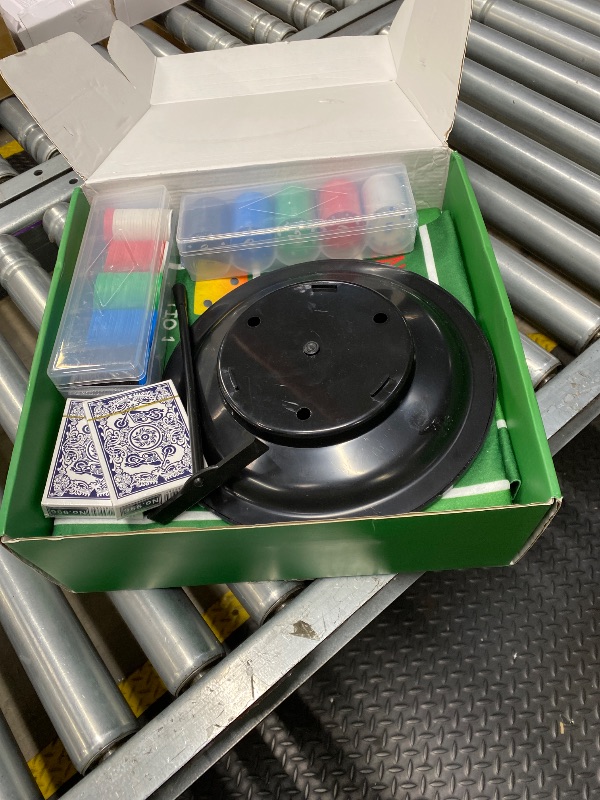 View 1 of
5 in 1 Casino Game Complete Set: 250 Pro Poker Chips+Silent Card Shuffler, Blackjack+Roulette Wheel+Craps+Texas Holdem+Poker Kit,Table Game Mat+Playing Card+Dice+Casino Accessory