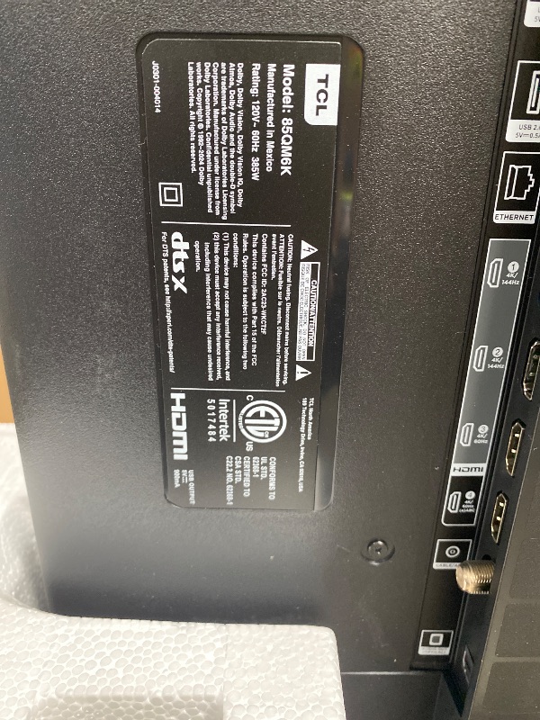 Photo 1 of ***Broken, for parts only; non-refundable, non-returnable.***TCL 85 Inch Class QM6K Series | Mini LED QLED 4K HDR | 85QM6K, Latest Model | 120HZ-144HZ High Brightness Smart Google TV Dolby Atmos Onkyo Audio | Voice Remote Alexa Gaming Streaming Television