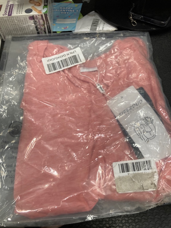 Photo 1 of ****has stain (?paint) and hole in front***Womens Summer Tops Short Sleeve Shirts for Women Tshirts Travel Outfits Fashion Clothing Loose Fit Flowy Plain Pink L