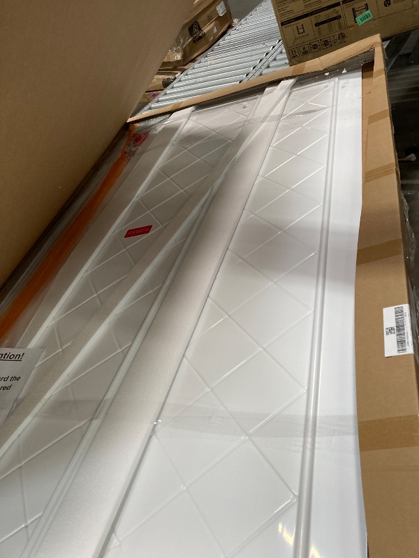 View 2 of *****It is used; it is unknown if any parts are missing or if it works 100%.****** 32 in. D x 48 in. W x 76 3/4 in. H Center Drain Acrylic Shower Base and QWALL-5 Backwall Kit In White, DL-6070C-01