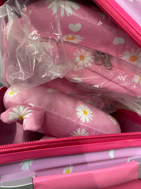 Photo 1 of ***SUITCASE NOT INCLUDED***Redbaker 5Pcs Kids Luggage Set, Backpack Lunch Bag Neck Pillow, Pink Daisy Travel Set for Summer Vacation Sleepover Back to School Gift ***SUITCASE NOT INCLUDED***