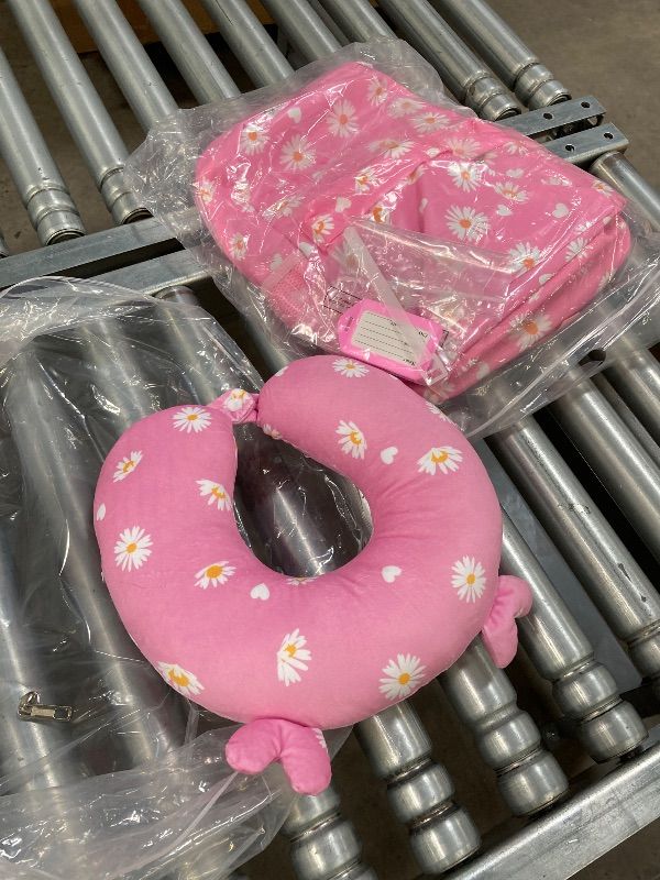 Photo 1 of ***SUITCASE NOT INCLUDED***Redbaker 5Pcs Kids Luggage Set, Backpack Lunch Bag Neck Pillow, Pink Daisy Travel Set for Summer Vacation Sleepover Back to School Gift ***SUITCASE NOT INCLUDED***