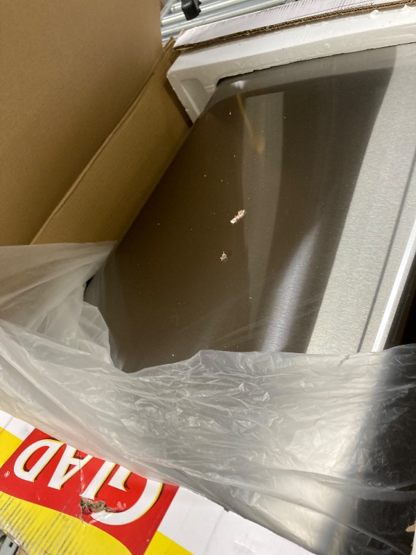 View 2 of **DENT ON SIDE***Glad Slim Trash Can with Clorox Odor Protection - Narrow Kitchen Garbage Bin with Soft Close Lid, Step On Foot Pedal and Waste Bag Roll Holder, Stainless Steel, 12 Gallon/45 Liter