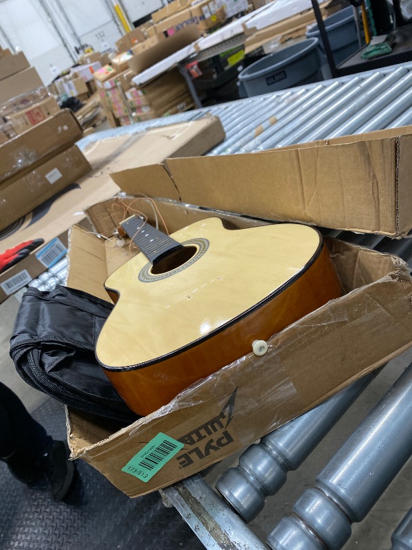 Photo 1 of *****BROKEN HAS TO GET FIXED*******Pyle 30-Inch Beginner Acoustic Guitar Kit, 6-String Classical Style Travel Guitar for Kids & Adults - Includes Shoulder Strap, Strings, Picks, Tuning Pitch Pipe & Storage Gig Bag - Handcrafted Wood