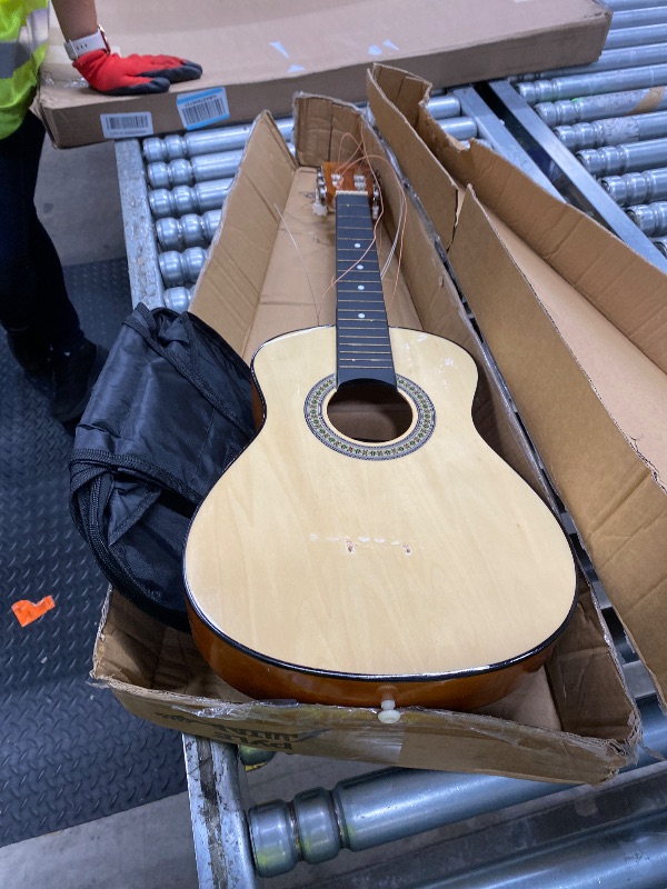Photo 1 of *****BROKEN HAS TO GET FIXED*******Pyle 30-Inch Beginner Acoustic Guitar Kit, 6-String Classical Style Travel Guitar for Kids & Adults - Includes Shoulder Strap, Strings, Picks, Tuning Pitch Pipe & Storage Gig Bag - Handcrafted Wood