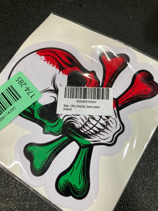 Photo 1 of (3pcs-5in) Italy Flag Skull Sticker Italian Pride Heritage Vinyl Stickers