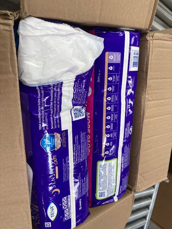 Photo 1 of ***1 PACKAGE HAS BEEN OPENED***TENA Sensitive Care Overnight Incontinence Pads, Women, Extra Coverage 90ct***1 PACKAGE HAS BEEN OPENED***