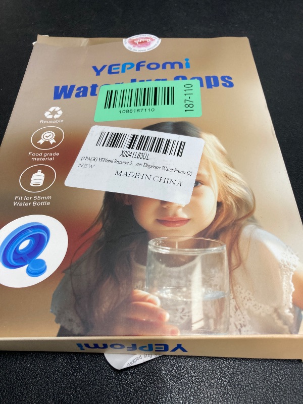 Photo 1 of (2 PACK) YEPfomi Reusable 5 Gallon Water Jug Caps, Food Grade Silicone Material 2/3/5 Gallon Water Bottle Caps Jug Lid for Water Dispenser Water Pump (2)