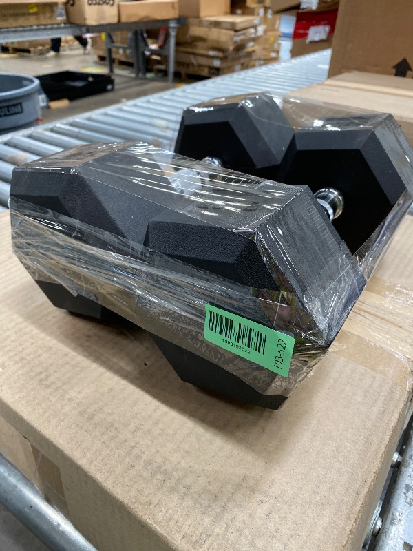 Photo 1 of *HEAVY* *Scratches* Fitvids Rubber Encased Hex Dumbbell, Hand Weights Set of 2 with Anti-Slip Cast Iron Grip for Strength Training, 25 LB Pair
