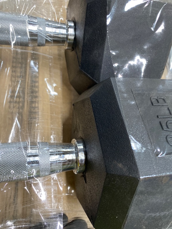 Photo 1 of *HEAVY* *Scratches* Fitvids Rubber Encased Hex Dumbbell, Hand Weights Set of 2 with Anti-Slip Cast Iron Grip for Strength Training, 25 LB Pair